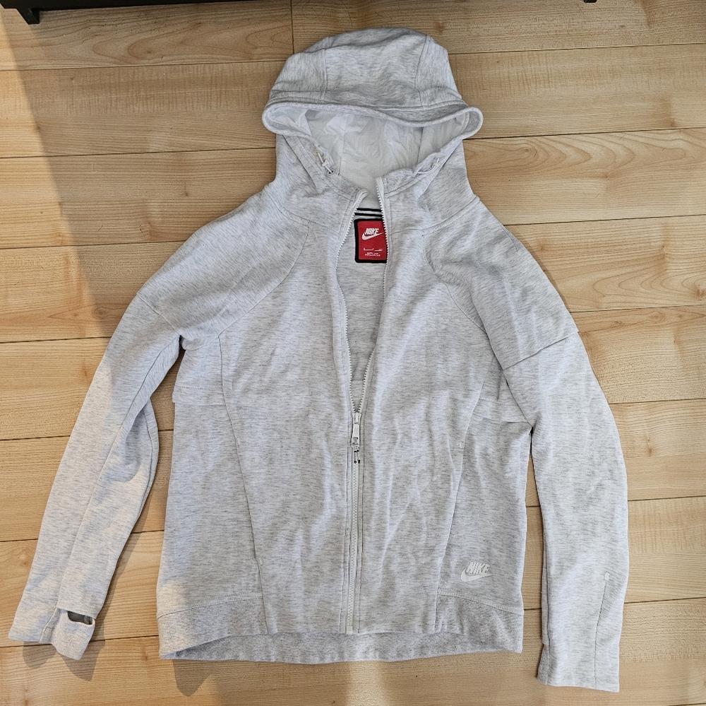 Nike Heather White Zip-Up Jacket